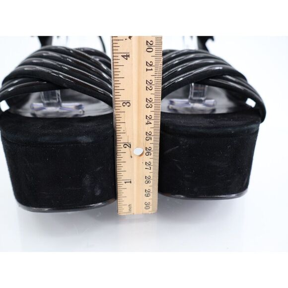 Tory Burch Bombe Cross Strap Platform Sandal Black Suede Leather Slingback 9.5 M - Picture 4 of 14